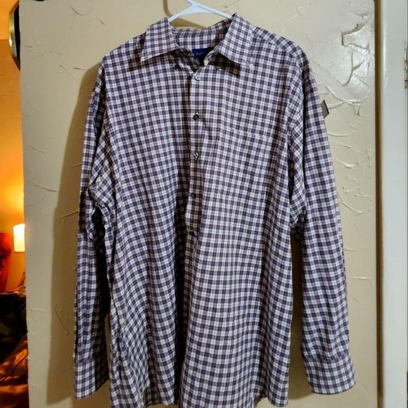 SCOTT BARBER DRESS SHIRT BUTTON DOWN PLAID SIZE XL - Picture 1 of 3